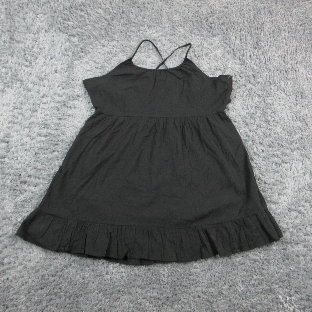 BP. Dress Womens 1X Black Sundress Short Strappy Lined Ruffle 100% Cotton NWT